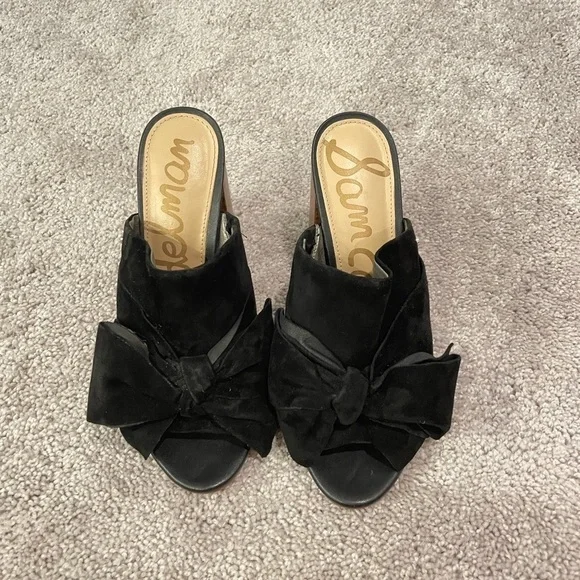 Sam Edelman Women’s Yumi Black Suede Heel Shoes - Picture 9 of 10